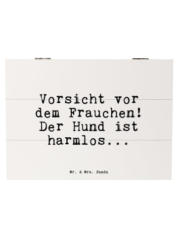 Mr. & Mrs. Panda Holzbox Vorsicht vor dem Frauchen!... mit Spruch in Weiß