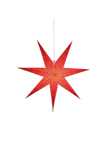 STAR Trading Papierstern Leuchtstern Faltstern 7-zackig hängend 70cm mit Kabel rot