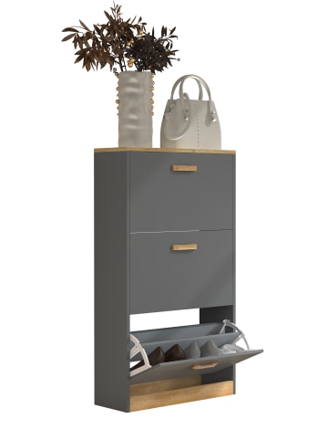 VCM  Holz Schuhregal Schuhschrank Schuhkipper Halom M in Anthrazit