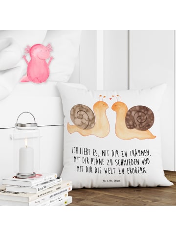 Mr. & Mrs. Panda Kissen 40x40 Schnecken Liebe mit Spruch in Weiß