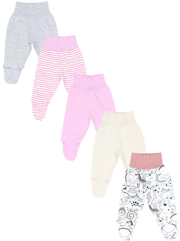 TupTam Baby Strampelhose mit Fuß 5er Pack in rosa/grau