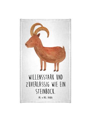 Mr. & Mrs. Panda Handtuch Sternzeichen Steinbock mit Spruch in Weiß