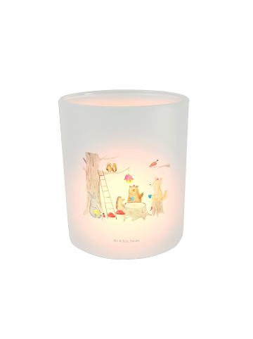 Mr. & Mrs. Panda Glas Windlicht Waldtiere Picknick ohne Spruch in Transparent