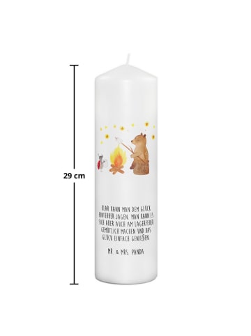 Mr. & Mrs. Panda Kerze Bär & Marienkäfer Lagerfeuer mit Spruch in Weiß