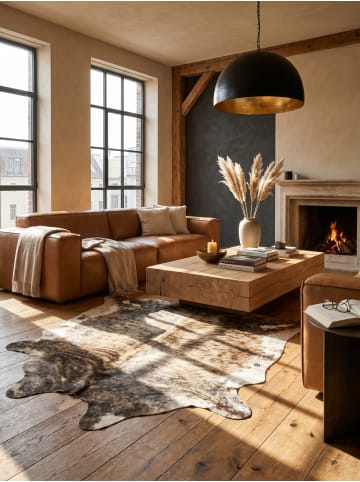 KADIMA DESIGN Teppich Flachgewebe Waschbar Fell-Optik GASTEIN Strapazierfähig