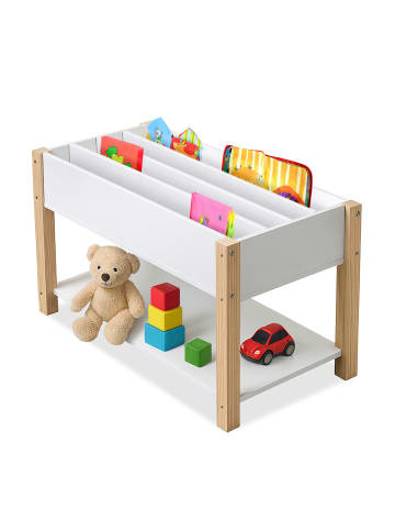 relaxdays Kinderbücherregal in Weiß/ Natur – (B)80 x (H)44 x (T)40 cm