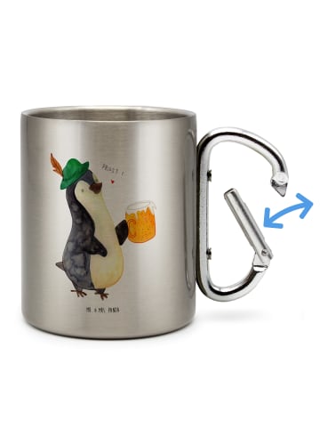 Mr. & Mrs. Panda Edelstahlbecher Pinguin Bier ohne Spruch in Silber