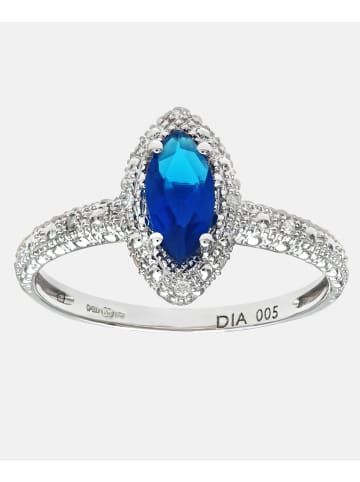 Diamant L'éternel Cluster-Ring aus 375 Weißgold mit Diamant mit Saphir