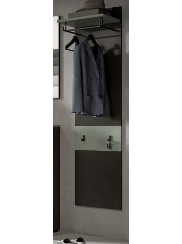 Inn.Furn Garderobenpaneel grau, Salbei Grün, Wandgarderobe 45 x 165 cm mit Kleiderstange
