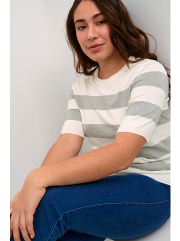 Kaffe Strickpullover KAlizza Regular fit in Chalk/GreyMel. Bold Stripe