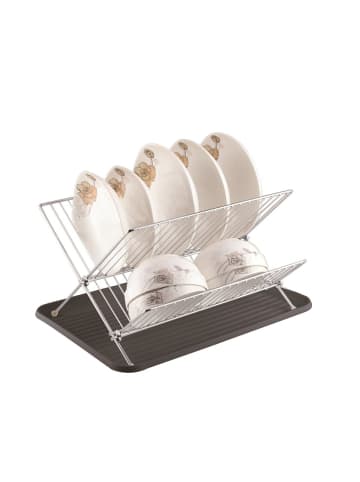 Cheffinger Abtropfgestell mit Tropfschale - Geschirrständer 2 Ebenen in Silber