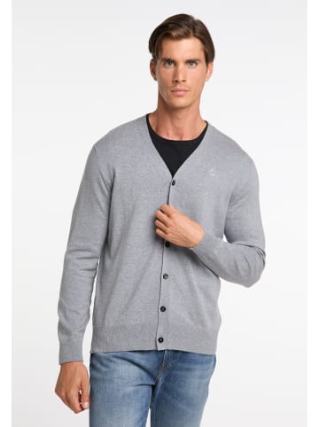 DreiMaster Herren Strickjacke in Hellgrau Melange