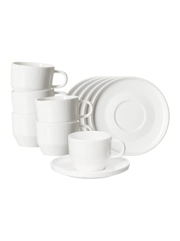 Ritzenhoff & Breker 6er Set Kaffeetassen mit Untertassen Kelly 225 ml in weiß