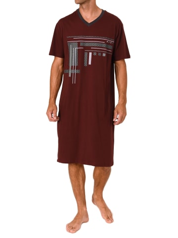 NORMANN Kurzarm Nachthemd Frontprint in rot
