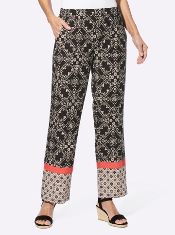 Sieh an! Schlupfhose in schwarz-beige-bedruckt
