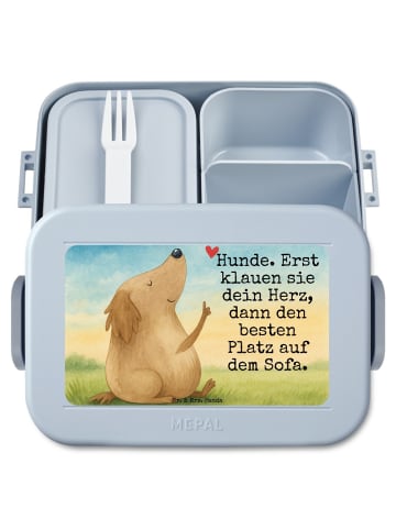 Mr. & Mrs. Panda Lunchbox Hund Liebe Design mit Spruch in Blau Pastell