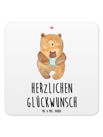 Mr. & Mrs. Panda Untersetzer für Gläser Bär Baby mit Spruch in Weiß