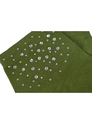 styleBREAKER Söckchen mit Strass in Oliv