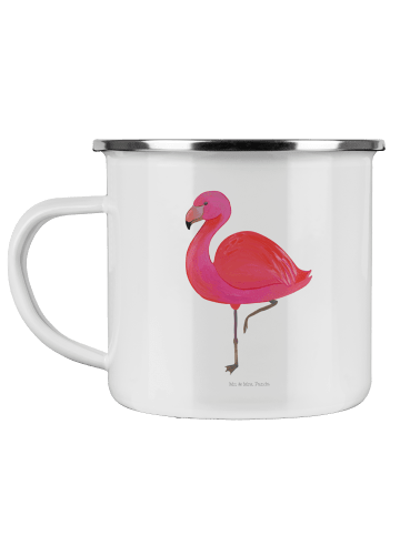 Mr. & Mrs. Panda Tasse Emaille Flamingo Classic ohne Spruch in Weiß