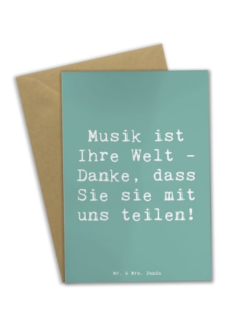 Mr. & Mrs. Panda Grußkarte Spruch Musiklehrer Danke mit Spruch in Meeresbrise