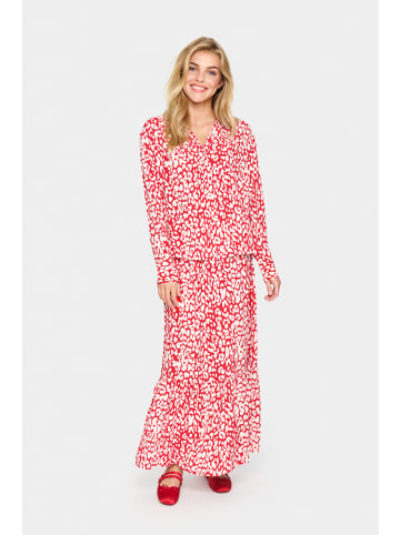 SAINT TROPEZ Langarm-Hemd ZveaSZ Gerade Passform in Crimson Leopard