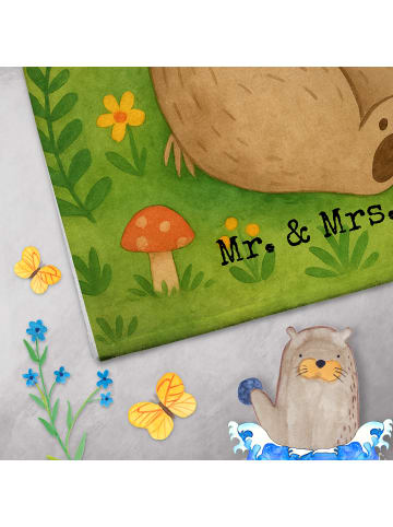 Mr. & Mrs. Panda Handtuch Bär Arzt Design mit Spruch in Weiß