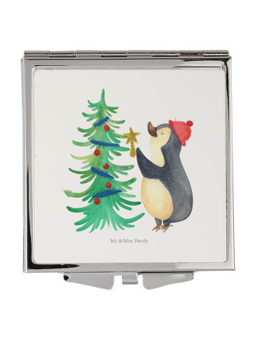 Mr. & Mrs. Panda Kosmetikspiegel Pinguin Weihnachtsbaum ohne Spruch in Weiß