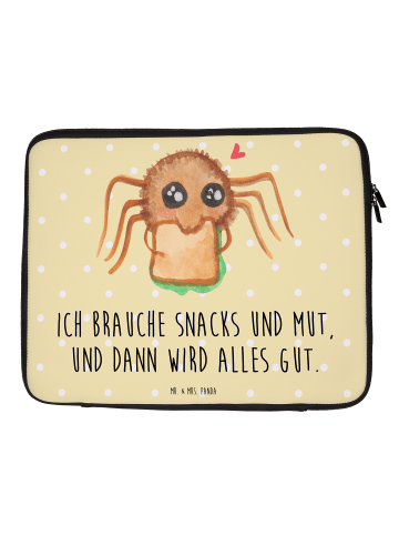 Mr. & Mrs. Panda Laptoptasche Spinne Agathe Sandwich mit Spruch in Gelb Pastell
