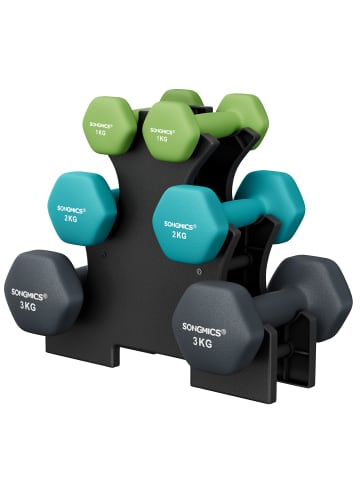 SONGMICS Hantel-Set in Grün-Aquamarin-Dunkelgrau - (B)5 x (H)4.5 x (T)11.5 cm