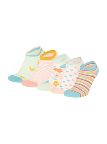 Yuhu Mädchen Sneaker-Socken 5er Pack Blumen Herzen gestreift in Rosa