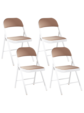 Beliani 4er-Set Esszimmerstuhl SPARKS in Beige/Weiß