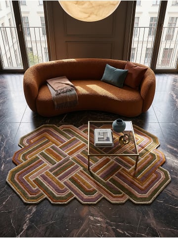 KADIMA DESIGN Wollteppich Kurzflor SOAR Geometrisch Handgetuftet Naturfaser Wohnzimmer in Rosa