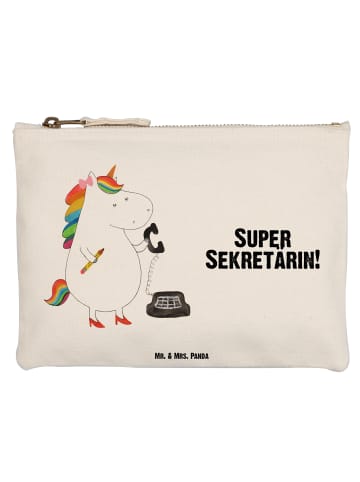 Mr. & Mrs. Panda Schminktasche Einhorn Sekretärin mit Spruch in Weiß