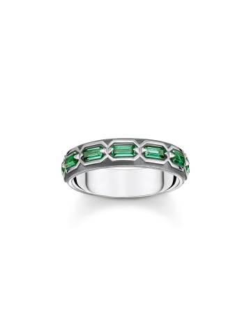 Thomas Sabo Ring Krokodilpanzer Mit Steinen Silber Geschwärzt in silberfarben, grün