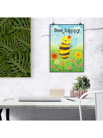Mr. & Mrs. Panda Wandbild Biene Happy Design mit Spruch in Weiß