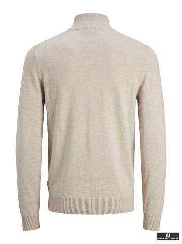Jack & Jones Strickjacke mit Viertelreißverschluss in Oatmeal