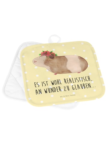 Mr. & Mrs. Panda Topflappen Meerschweinchen Weisheit mit Spruch in Gelb Pastell