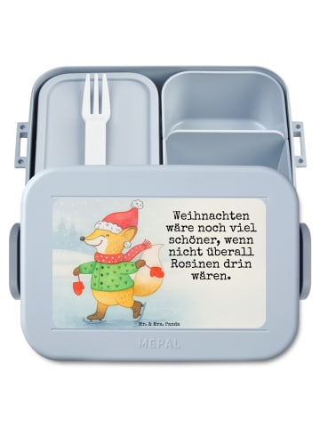 Mr. & Mrs. Panda Snackbox Fuchs  Schlittschuhe Design mit Spruch in Blau Pastell