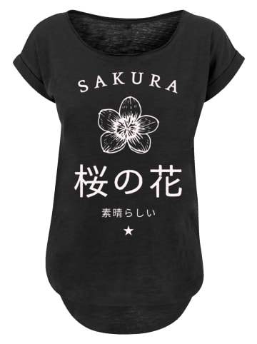 F4NT4STIC Long Cut T-Shirt Sakura Flower Japan in schwarz