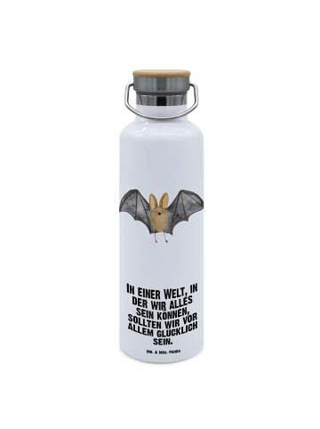Mr. & Mrs. Panda große wasserflasche Fledermaus Flügel mit Spruch in Weiß