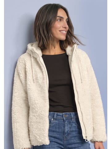 Street One Padded Mat Mix Teddy Jacke in Smooth Stone Sand