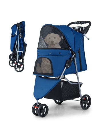 COSTWAY Hundewagen klappbar bis 15 kg in Blau