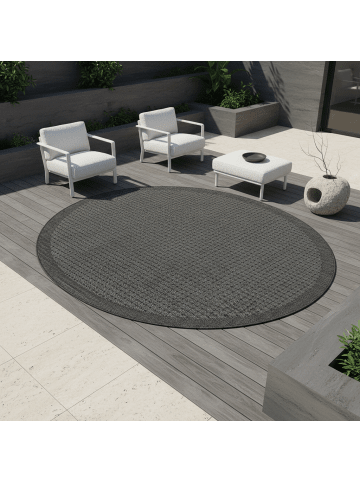 KADIMA DESIGN Teppich Outdoor Waschbar Einfarbig DAFNE Strapazierfähig OEKO-TEX in Schwarz