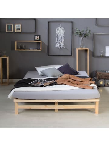 Homestyle4u Palettenbett 140x200 mit Lattenrost in Braun