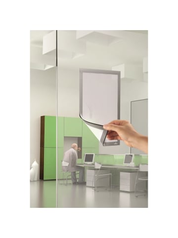 Durable Magnetrahmen Duraframe selbstklebend A4 metallic silber Packung mit 2 ...