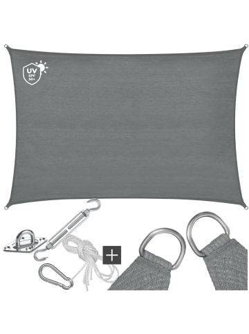 tectake Sonnensegel Sunny umfangreiches Montagematerial, grau