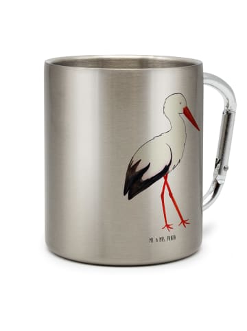 Mr. & Mrs. Panda Becher Storch ohne Spruch in Silber