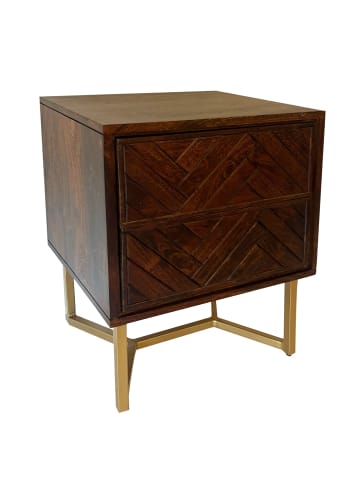 FineBuy Nachttisch in Braun / Akazie / 45x40x57