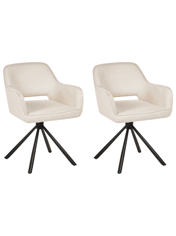 Beliani 2er-Set Esszimmerstuhl LOURES in Beige/Schwarz