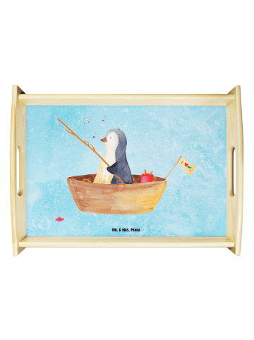 Mr. & Mrs. Panda Holztablett Pinguin Angelboot ohne Spruch in Eisblau